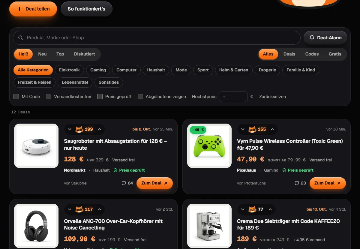 Die Banger-Deals in der Vorschau: Deals mit Preis, Versand, Preisprüfung und Kater-Urteil